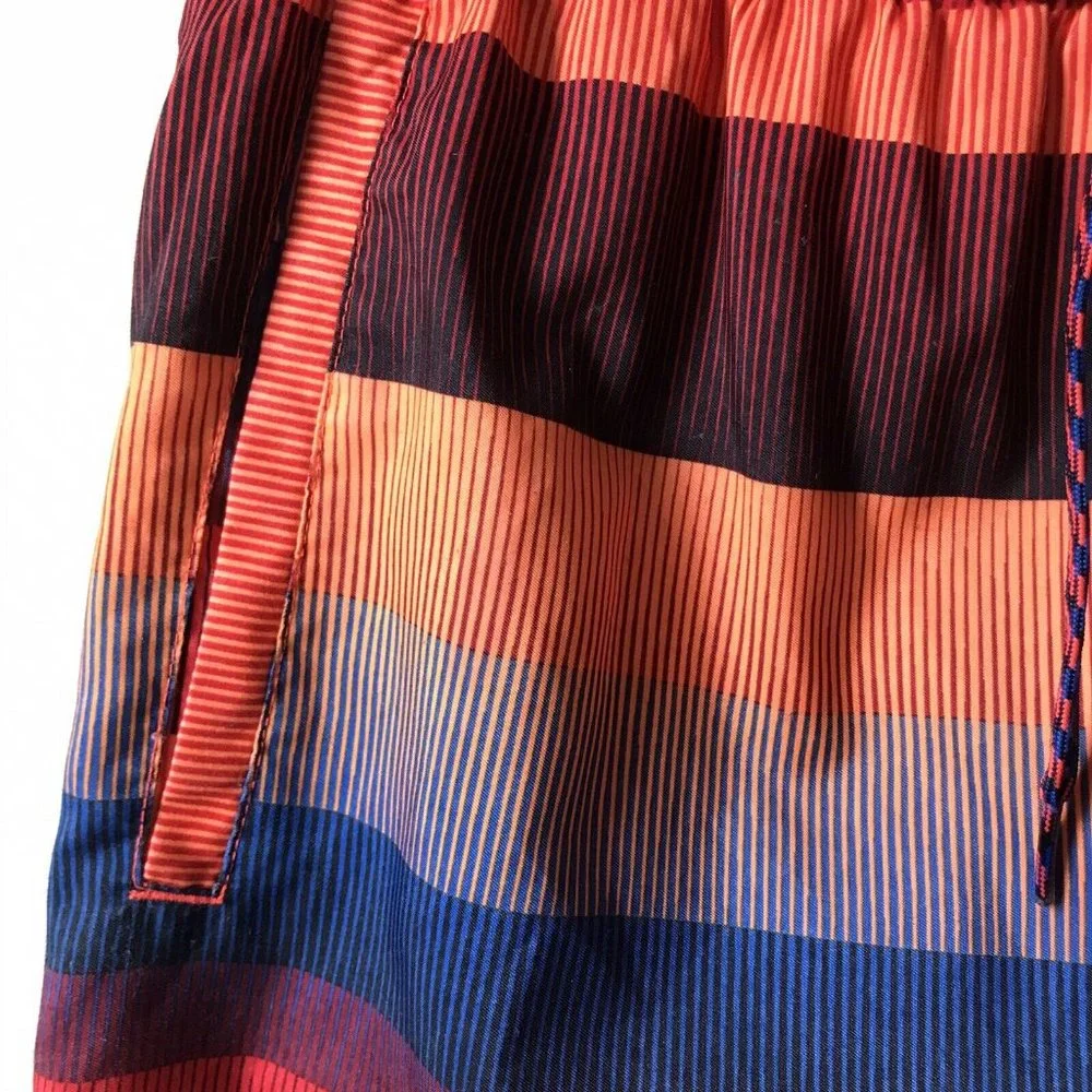 Nike swim trunks shorts stripes orange blue stretch waist beach Men‎ Size S